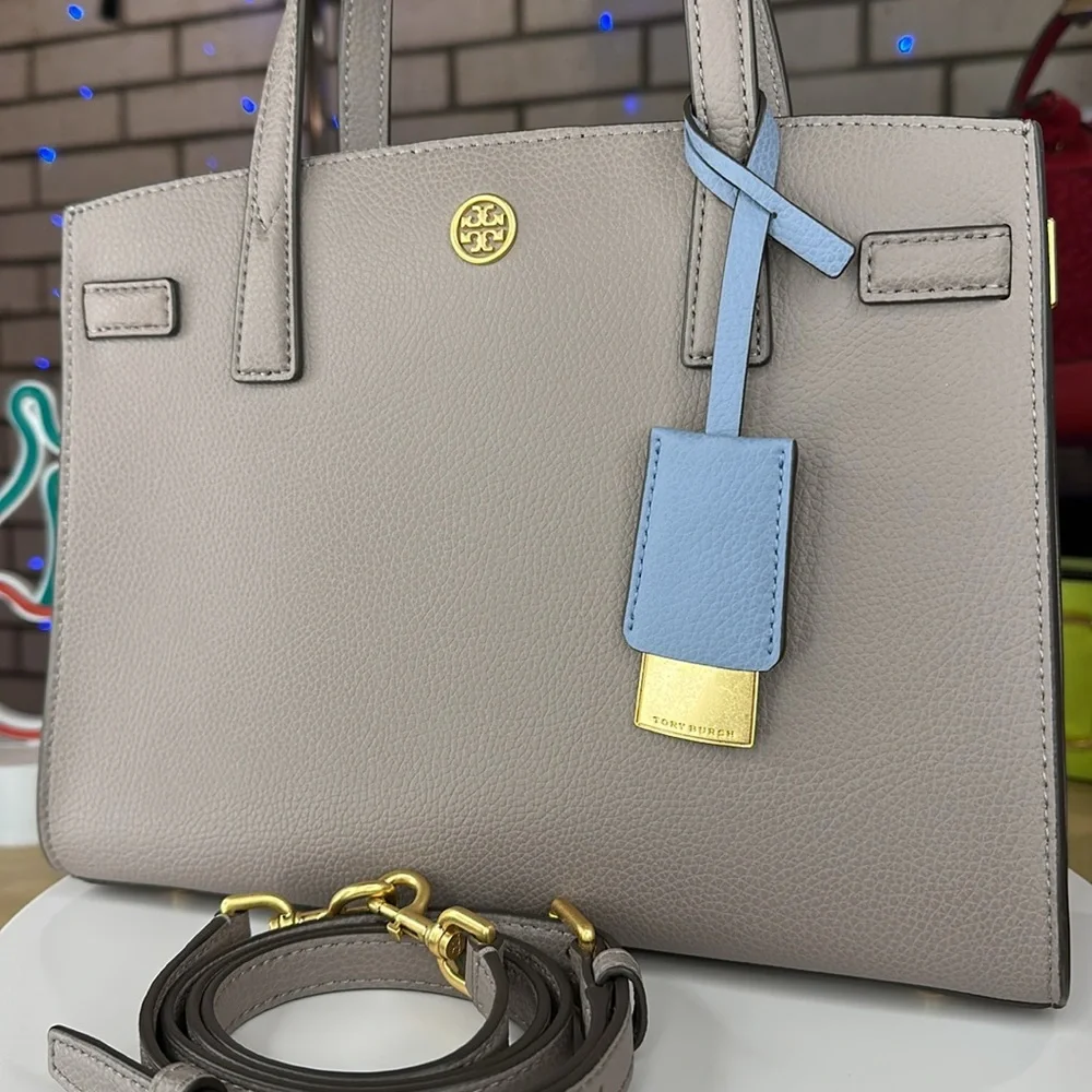💥TORY BURCH - SMALL WALKER SATCHEL - GREY HERON - AG528 - Picture 3 of 17